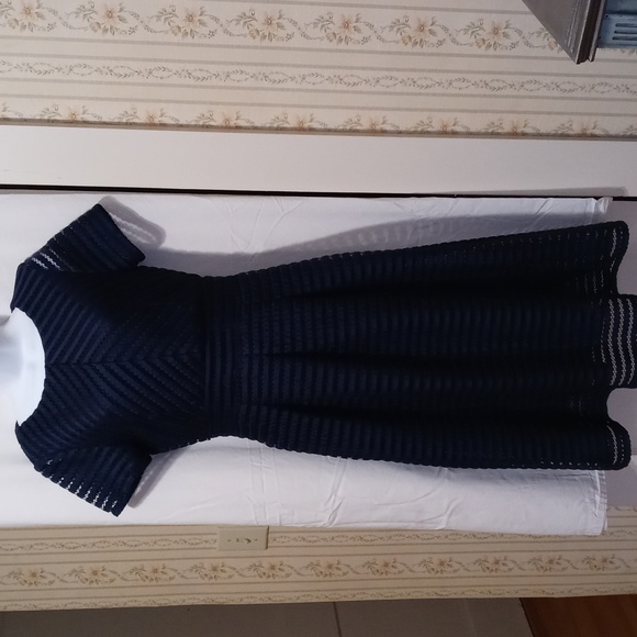 Boohoo Navy Eyelet Dress - Picture 1 of 11